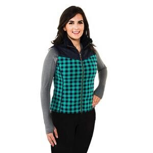 Noble Outfitters Heritage Fleece Faux Fur Lined Quilted Check Vest Sz XS